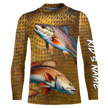 Load image into Gallery viewer, Redfish fishing scales Custom Name long sleeve Fishing Shirts, personalized red drum fishing jerseys NQS5266