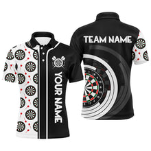 Load image into Gallery viewer, Black and White Dart Board Camo Custom Team Dart Polo, Quarter Zip Shirt For Men, Mens dart jersey NQS9202