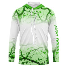 Load image into Gallery viewer, Personalized name White and Green Camo performance long sleeve team fishing tournament shirts NQS9554