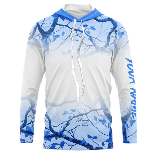 Personalized name White and Blue Camo performance long sleeve team fishing tournament shirts NQS9555