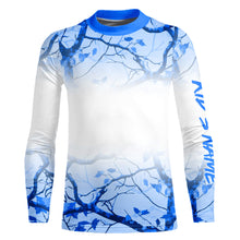Load image into Gallery viewer, Personalized name White and Blue Camo performance long sleeve team fishing tournament shirts NQS9555