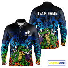 Load image into Gallery viewer, Colorful Funny Alligator Bowling Shirts for Men Custom Bowling Team Jersey, Gift For Bowlers NQS11755