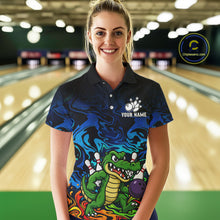 Load image into Gallery viewer, Colorful Funny Alligator Bowling Shirts for Women Custom Bowling Team Jersey, Gift For Bowlers NQS11755