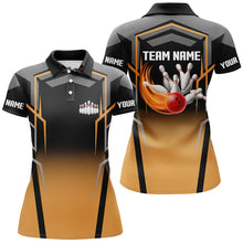 Load image into Gallery viewer, Black and Orange Bowling Polo, 1/4 Quarter Zip Shirts For Women, Custom Bowling Jerseys Team bowlers NQS7855