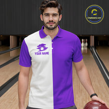 Load image into Gallery viewer, Purple and white Retro Bowling shirts For Men Custom team bowling jerseys gift for Bowlers NQS10145