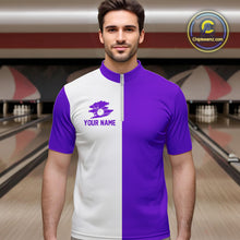 Load image into Gallery viewer, Purple and white Retro Bowling shirts For Men Custom team bowling jerseys gift for Bowlers NQS10145