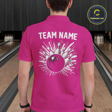 Load image into Gallery viewer, Pink and white Retro Bowling shirts For Men Custom team bowling jerseys gift for Bowlers NQS10147