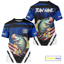 Load image into Gallery viewer, Crappie fishing American Flag Custom patriotic long sleeve team Crappie fishing shirts | Blue NQS10685