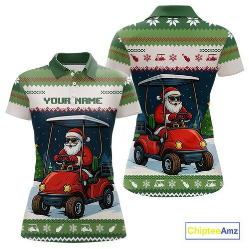 Funny Santa golf ugly Christmas pattern Golf polo shirts for women custom gifts for the golfer NQS11078
