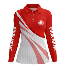 Load image into Gallery viewer, Red and white Women Golf Polo Shirts Custom ladies red golf polo golfer gifts NQS9208