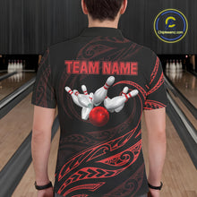 Load image into Gallery viewer, Black and Red Tribal Pattern Bowling Polo, Quarter Zip shirts For Men Custom Team Bowling Jerseys NQS10485
