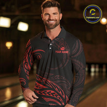 Load image into Gallery viewer, Black and Red Tribal Pattern Bowling Polo, Quarter Zip shirts For Men Custom Team Bowling Jerseys NQS10485