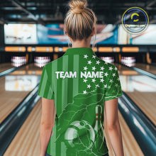 Load image into Gallery viewer, Personalized Green American flag Lightning thunder Custom Bowling Team Shirt For Women Bowling Jersey NQS10487