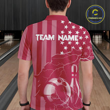 Load image into Gallery viewer, Personalized Pink American flag Lightning thunder Custom Bowling Team Shirts For Mens Bowling Jersey NQS10488