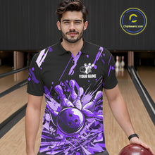 Load image into Gallery viewer, Purple bowling jerseys Bowling Polo, 1/4 Zip Shirt for Men Custom Bowling Team shirts for bowlers NQS11085