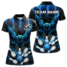 Load image into Gallery viewer, Custom Blue Lightning Thunder Eagle Women Bowling Shirts Black Bowling Camo Team Jersey Outfits NQS9578