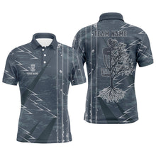 Load image into Gallery viewer, Mens disc golf polo shirts custom blue vintage team disc golf jersey, disco golf basket outfit for men NQS6176