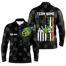 Load image into Gallery viewer, Black camo clovers American Flag Men's bowling shirt Custom St Patrick Day team bowling jerseys NQS8311