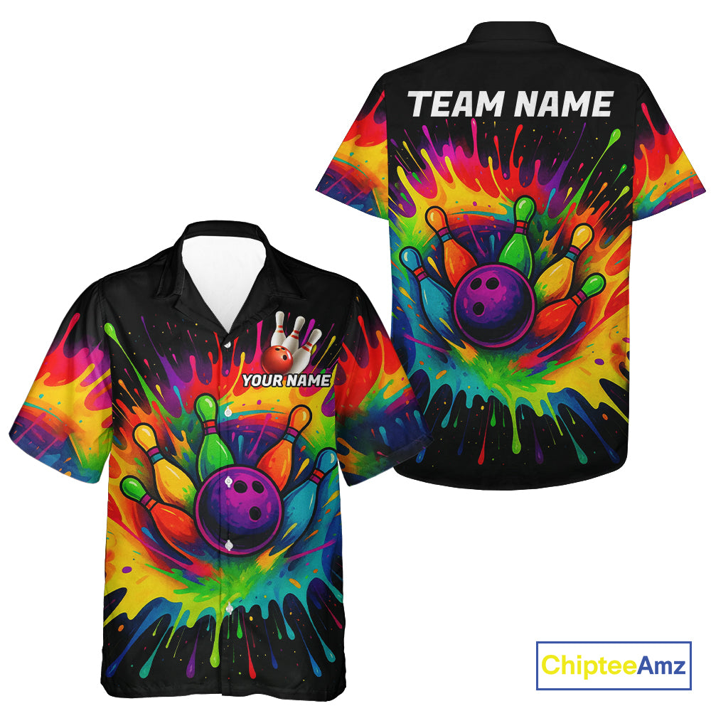 Colorful bowling jerseys Bowling Hawaiian Shirt Custom Bowling Team shirts for bowlers NQS10696