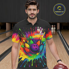 Load image into Gallery viewer, Colorful bowling jerseys Bowling Polo, 1/4 Zip Shirt for Men Custom Bowling Team shirts for bowlers NQS10696