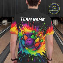 Load image into Gallery viewer, Colorful bowling jerseys Bowling Polo, 1/4 Zip Shirt for Men Custom Bowling Team shirts for bowlers NQS10696