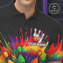 Load image into Gallery viewer, Colorful bowling jerseys Bowling Polo, 1/4 Zip Shirt for Men Custom Bowling Team shirts for bowlers NQS10696