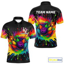 Load image into Gallery viewer, Colorful bowling jerseys Bowling Polo, 1/4 Zip Shirt for Men Custom Bowling Team shirts for bowlers NQS10696