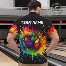 Load image into Gallery viewer, Colorful bowling jerseys Bowling Polo, 1/4 Zip Shirt for Men Custom Bowling Team shirts for bowlers NQS10696