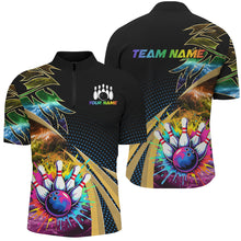 Load image into Gallery viewer, Colorful Bowling Polo, Quarter zip shirts For Men Custom Team Bowling Jerseys, Gift For Bowlers NQS8990