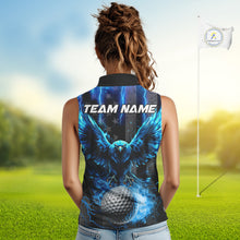 Load image into Gallery viewer, Black American flag Sleeveless Golf polos Custom blue lightning thunder Eagle patriotic team Golf top NQS11093