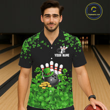 Load image into Gallery viewer, Custom Green clover pattern Hawaiian Bowling shirts, St Patrick's Day bowling apparel, bowling gifts NQS11512
