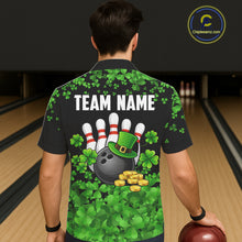 Load image into Gallery viewer, Custom Green clover pattern Hawaiian Bowling shirts, St Patrick's Day bowling apparel, bowling gifts NQS11512
