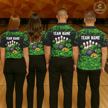 Load image into Gallery viewer, Custom Green clovers pattern Bowling shirts for men, St Patrick's Day bowling apparel, bowling gifts NQS11512