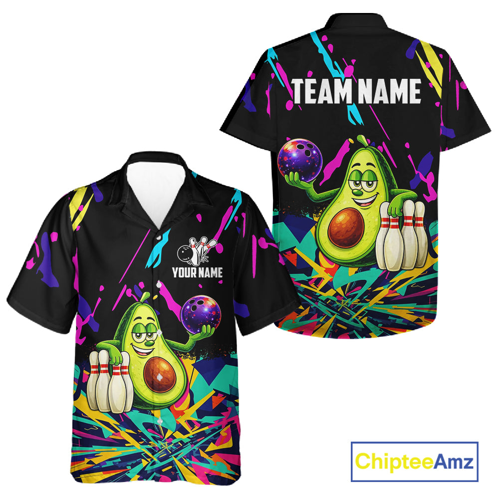 Colorful bowling jerseys funny avocado Bowling Hawaiian Shirt Custom Bowling Team shirt for bowlers NQS11520