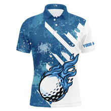 Load image into Gallery viewer, Blue and white golf ball flame Mens golf polo shirts custom team golf shirts, mens golf clothing NQS7506