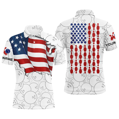 American Flag Bowling Shirt for Men Custom Bowling Jersey for Team Patriots Bowlers Polo Shirt NQS5794