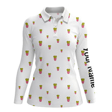 Load image into Gallery viewer, Personalized cute cactus white pattern Women golf polo shirts custom cactus golf shirt, golfer gifts NQS8320