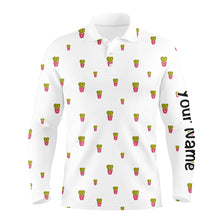 Load image into Gallery viewer, Personalized cute cactus white pattern mens golf polo shirts custom cactus golf shirt, golfer gifts NQS8320