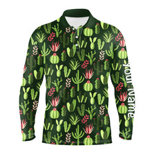 Load image into Gallery viewer, Personalized Colorful cactus pattern mens golf polo shirts custom cactus golf shirt, golfer gifts NQS8321