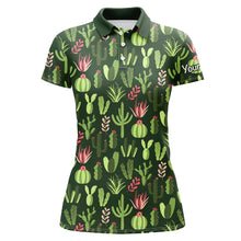 Load image into Gallery viewer, Personalized Colorful cactus pattern Women golf polo shirts custom cactus golf shirt, golfer gifts NQS8321