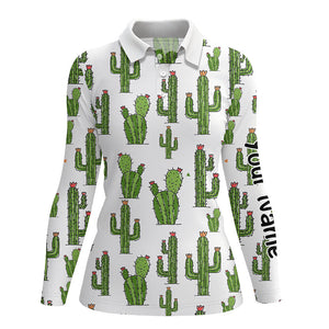 Personalized Funny Cactus pattern Women golf polo shirts custom cactus golf shirt, golfer gifts NQS8323