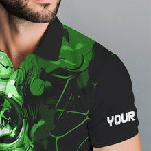 Load image into Gallery viewer, Black and Green Skull Golf Custom Men golf polo shirts, personalized golf tournament jerseys for team NQS9585