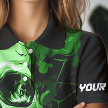 Load image into Gallery viewer, Black and Green Skull Golf Custom Women golf polo shirts, personalized golf tournament jersey for team NQS9585