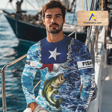 Load image into Gallery viewer, Texas Bass Fishing blue ocean camo custom Largemouth Bass long sleeves performance fishing shirts NQS9999