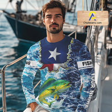 Load image into Gallery viewer, Texas Mahi Mahi Fishing blue ocean camo custom Mahi Mahi long sleeves performance fishing shirts NQS10000