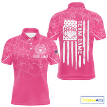 Load image into Gallery viewer, Pink bowling camo Mens bowling shirts Custom American flag patriotic bowling team league jerseys NQS10714