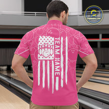 Load image into Gallery viewer, Pink bowling camo Mens bowling shirts Custom American flag patriotic bowling team league jerseys NQS10714