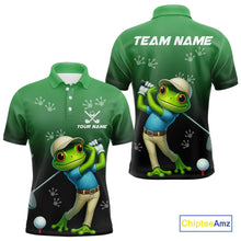Load image into Gallery viewer, Funny Frog Green Golf polo shirt for men Custom mens golf top, personalized golf gifts NQS11104
