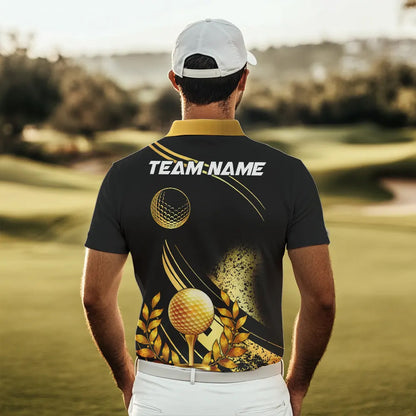 Black and Gold Mens Golf polo shirts custom golf apparel team jerseys, personalized golf gifts NQS9594