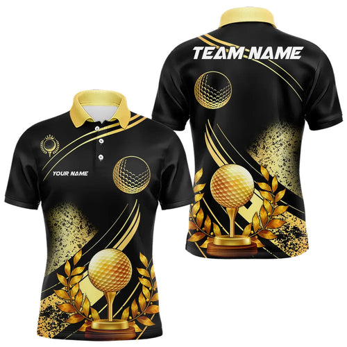 Black and Gold Mens Golf polo shirts custom golf apparel team jerseys, personalized golf gifts NQS9594